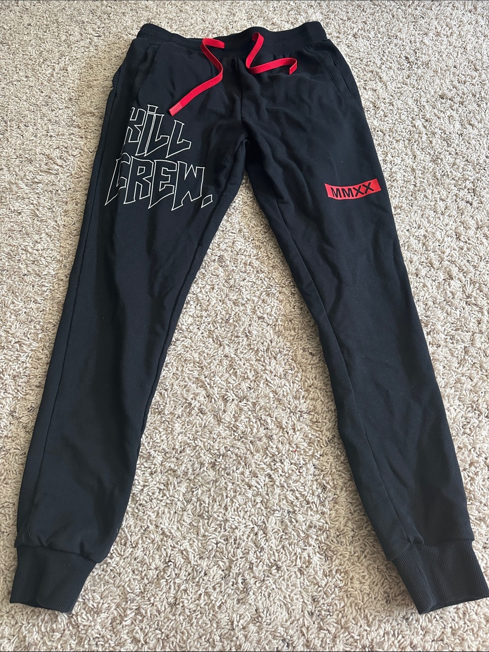 Kill Crew Black Track Joggers with Red Accents